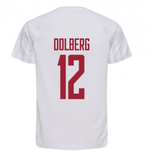 Dänemark Kasper Dolberg #12 Auswärtstrikot WM 2022 Kurzarm