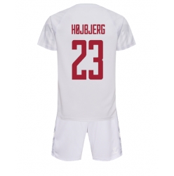 Dänemark Pierre-Emile Hojbjerg #23 Auswärtstrikot Kinder WM 2022 Kurzarm (+ kurze hosen)