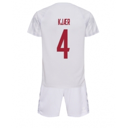 Dänemark Simon Kjaer #4 Auswärtstrikot Kinder WM 2022 Kurzarm (+ kurze hosen)