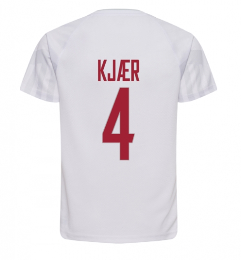 Dänemark Simon Kjaer #4 Auswärtstrikot WM 2022 Kurzarm
