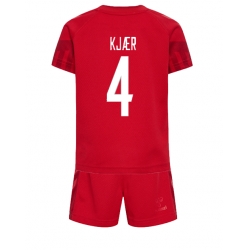 Dänemark Simon Kjaer #4 Heimtrikot Kinder WM 2022 Kurzarm (+ kurze hosen)