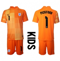 England Jordan Pickford #1 Torwart Auswärtstrikot Kinder WM 2022 Kurzarm (+ kurze hosen)