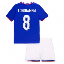 Frankreich Aurelien Tchouameni #8 Heimtrikot Kinder EM 2024 Kurzarm (+ kurze hosen)