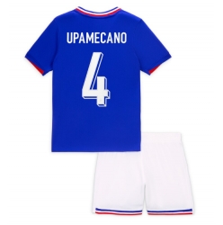Frankreich Dayot Upamecano #4 Heimtrikot Kinder EM 2024 Kurzarm (+ kurze hosen)