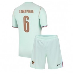 Frankreich Eduardo Camavinga #6 Auswärtstrikot Kinder WM 2026 Kurzarm (+ kurze hosen)