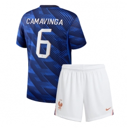 Frankreich Eduardo Camavinga #6 Heimtrikot Kinder WM 2026 Kurzarm (+ kurze hosen)