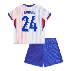 Frankreich Ibrahima Konate #24 Auswärtstrikot Kinder EM 2024 Kurzarm (+ kurze hosen)