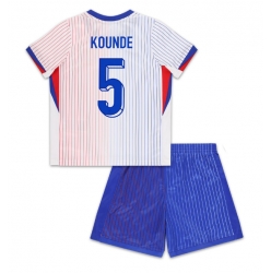 Frankreich Jules Kounde #5 Auswärtstrikot Kinder EM 2024 Kurzarm (+ kurze hosen)