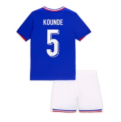 Frankreich Jules Kounde #5 Heimtrikot Kinder EM 2024 Kurzarm (+ kurze hosen)