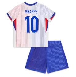 Frankreich Kylian Mbappe #10 Auswärtstrikot Kinder EM 2024 Kurzarm (+ kurze hosen)