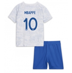 Frankreich Kylian Mbappe #10 Auswärtstrikot Kinder WM 2022 Kurzarm (+ kurze hosen)