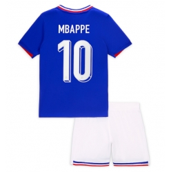Frankreich Kylian Mbappe #10 Heimtrikot Kinder EM 2024 Kurzarm (+ kurze hosen)