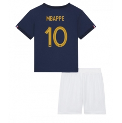 Frankreich Kylian Mbappe #10 Heimtrikot Kinder WM 2022 Kurzarm (+ kurze hosen)