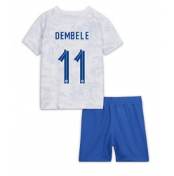 Frankreich Ousmane Dembele #11 Auswärtstrikot Kinder WM 2022 Kurzarm (+ kurze hosen)