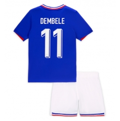 Frankreich Ousmane Dembele #11 Heimtrikot Kinder EM 2024 Kurzarm (+ kurze hosen)