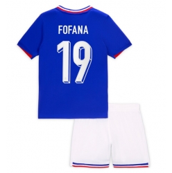 Frankreich Youssouf Fofana #19 Heimtrikot Kinder EM 2024 Kurzarm (+ kurze hosen)