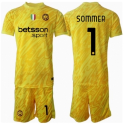 Inter Milan Yann Sommer #1 Torwart Auswärtstrikot Kinder 2024-25 Kurzarm (+ kurze hosen)