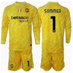 Inter Milan Yann Sommer #1 Torwart Auswärtstrikot Kinder 2024-25 Langarm (+ kurze hosen)