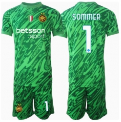 Inter Milan Yann Sommer #1 Torwart Heimtrikot Kinder 2024-25 Kurzarm (+ kurze hosen)