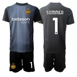 Inter Milan Yann Sommer #1 Torwart Heimtrikot Kinder 2025-26 Kurzarm (+ kurze hosen)