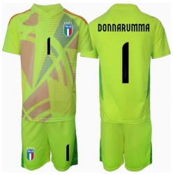 Italien Gianluigi Donnarumma #1 Torwart Heimtrikot Kinder EM 2024 Kurzarm (+ kurze hosen)