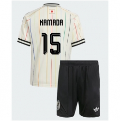 Japan Daichi Kamada #15 Auswärtstrikot Kinder WM 2026 Kurzarm (+ kurze hosen)