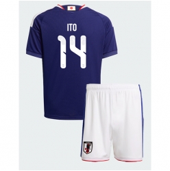 Japan Junya Ito #14 Heimtrikot Kinder WM 2026 Kurzarm (+ kurze hosen)