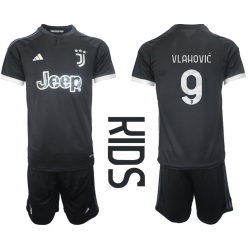Juventus Dusan Vlahovic #9 3rd trikot Kinder 2023-24 Kurzarm (+ kurze hosen)