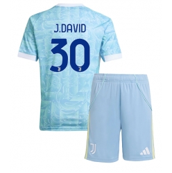 Juventus Jonathan David #30 Auswärtstrikot Kinder 2025-26 Kurzarm (+ kurze hosen)