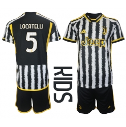 Juventus Manuel Locatelli #5 Heimtrikot Kinder 2023-24 Kurzarm (+ kurze hosen)