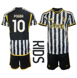 Juventus Paul Pogba #10 Heimtrikot Kinder 2023-24 Kurzarm (+ kurze hosen)