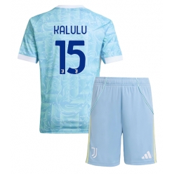 Juventus Pierre Kalulu #15 Auswärtstrikot Kinder 2025-26 Kurzarm (+ kurze hosen)