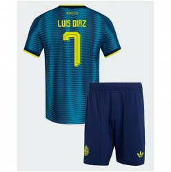 Kolumbien Luis Diaz #7 Auswärtstrikot Kinder WM 2026 Kurzarm (+ kurze hosen)