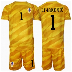 Kroatien Dominik Livakovic #1 Torwart Heimtrikot Kinder EM 2024 Kurzarm (+ kurze hosen)