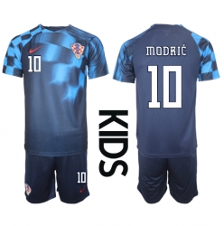 Kroatien Luka Modric #10 Auswärtstrikot Kinder WM 2022 Kurzarm (+ kurze hosen)