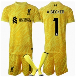 Liverpool Alisson Becker #1 Torwart 3rd trikot Kinder 2024-25 Kurzarm (+ kurze hosen)
