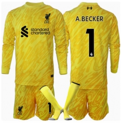 Liverpool Alisson Becker #1 Torwart 3rd trikot Kinder 2024-25 Langarm (+ kurze hosen)