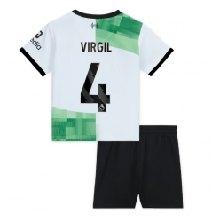 Liverpool Virgil van Dijk #4 Auswärtstrikot Kinder 2023-24 Kurzarm (+ kurze hosen)