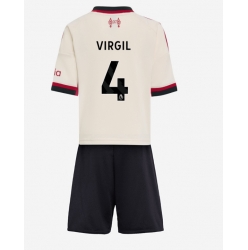Liverpool Virgil van Dijk #4 Auswärtstrikot Kinder 2025-26 Kurzarm (+ kurze hosen)