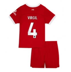 Liverpool Virgil van Dijk #4 Heimtrikot Kinder 2023-24 Kurzarm (+ kurze hosen)