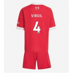 Liverpool Virgil van Dijk #4 Heimtrikot Kinder 2025-26 Kurzarm (+ kurze hosen)