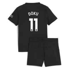 Manchester City Jeremy Doku #11 Auswärtstrikot Kinder 2025-26 Kurzarm (+ kurze hosen)