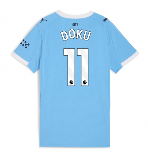 Manchester City Jeremy Doku #11 Heimtrikot Frauen 2025-26 Kurzarm Manchester City Jeremy Doku #11 Heimtrikot Frauen 2025-26 Kurzarm