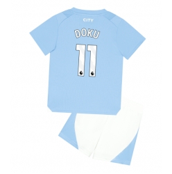 Manchester City Jeremy Doku #11 Heimtrikot Kinder 2023-24 Kurzarm (+ kurze hosen)