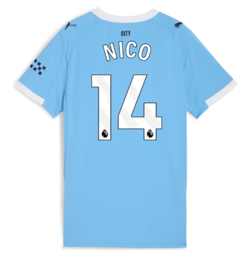 Manchester City Nico Gonzalez #14 Heimtrikot Frauen 2025-26 Kurzarm Manchester City Nico Gonzalez #14 Heimtrikot Frauen 2025-26 Kurzarm
