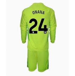 Manchester United Andre Onana #24 Torwart Auswärtstrikot Kinder 2024-25 Langarm (+ kurze hosen)