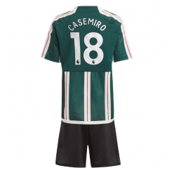 Manchester United Casemiro #18 Auswärtstrikot Kinder 2023-24 Kurzarm (+ kurze hosen)