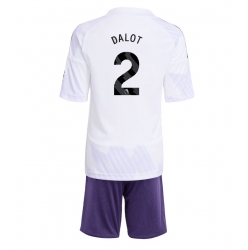 Manchester United Diogo Dalot #2 Auswärtstrikot Kinder 2025-26 Kurzarm (+ kurze hosen)