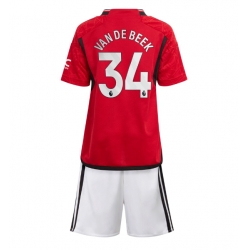 Manchester United Donny van de Beek #34 Heimtrikot Kinder 2023-24 Kurzarm (+ kurze hosen)