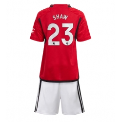 Manchester United Luke Shaw #23 Heimtrikot Kinder 2023-24 Kurzarm (+ kurze hosen)